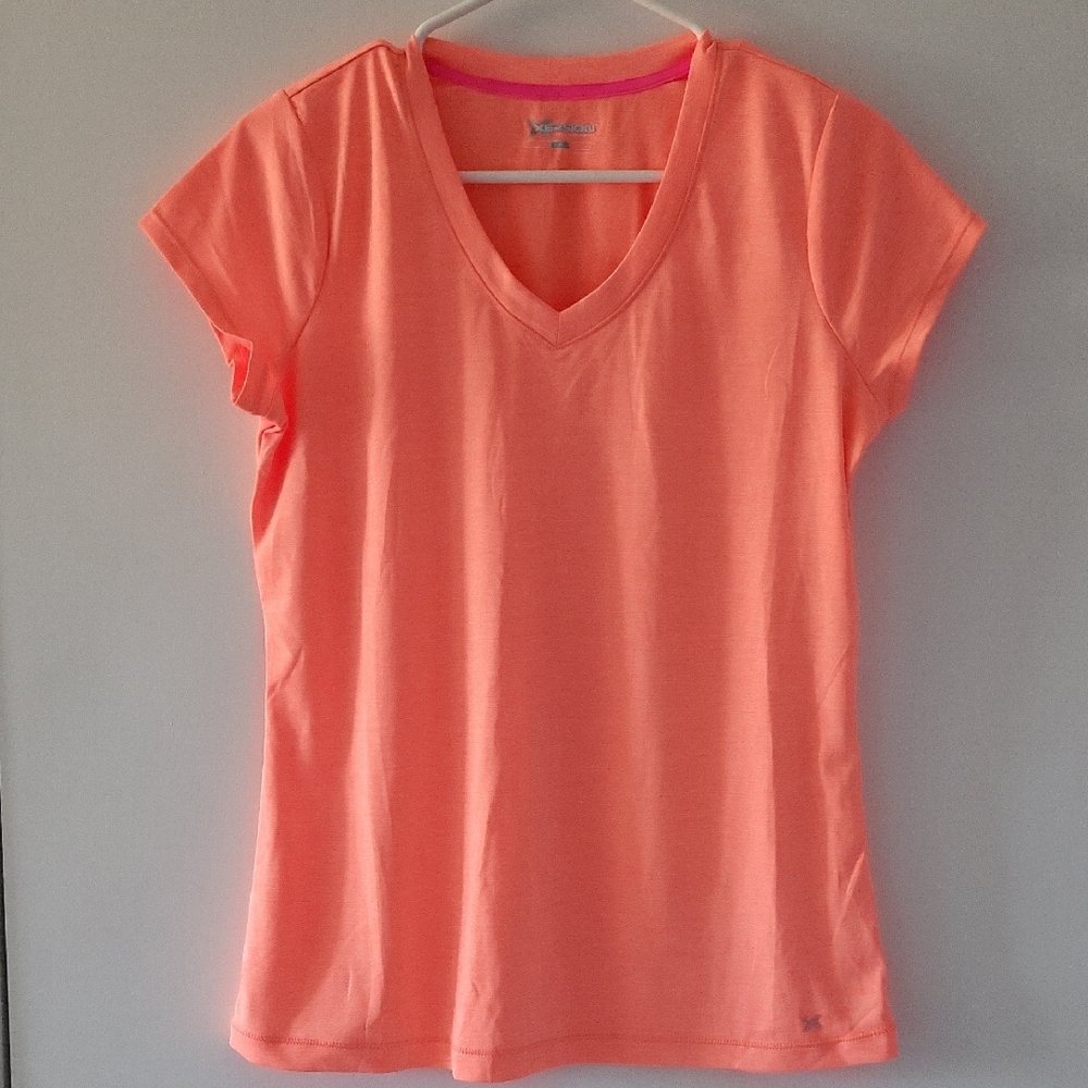 Xerion Coral V-Neck Performance  Short Sleeve Top